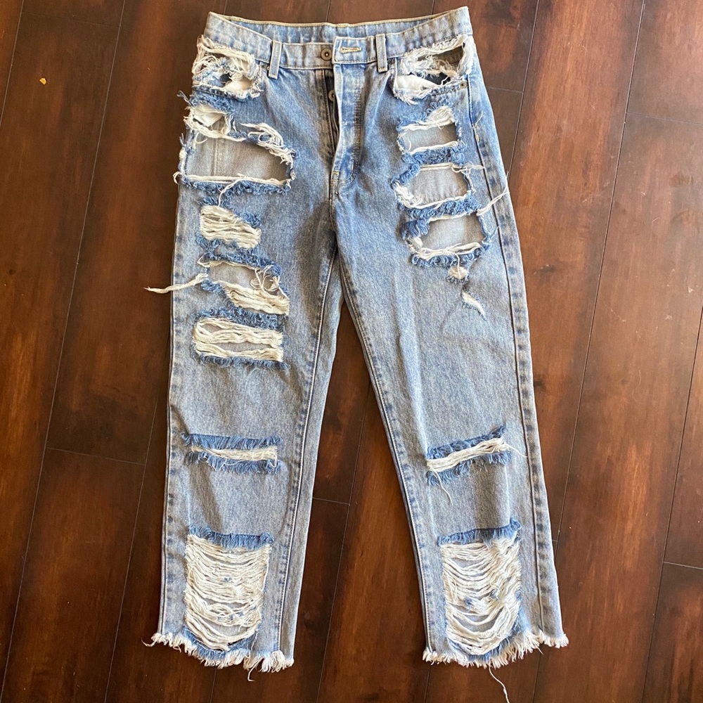 Carmar Acid Wash Distressed Ankle Jeans